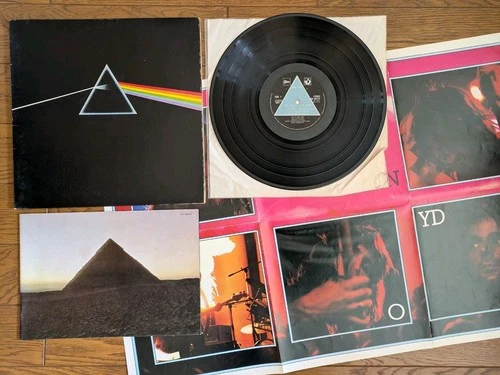 PINK FLOYD The Dark Side Of The Moon JAPAN LP w/ BOOK & 1 Poster Solid Blue