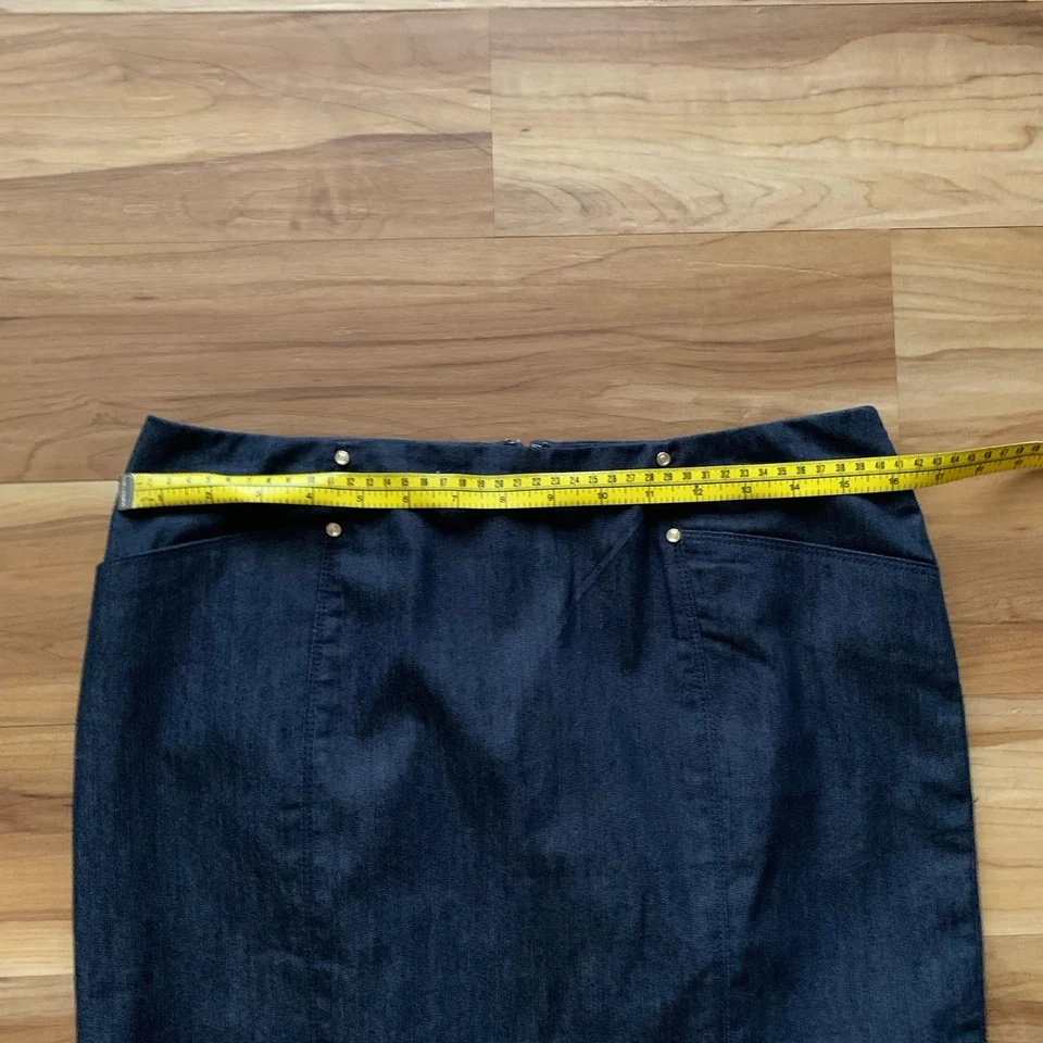 Falda lápiz vaquera azul oscuro White House Black Market talla 6 bolsillos con cremallera nueva sin etiquetas Foto 2 de 4