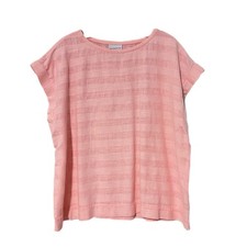 Liz Claiborne Top Women's XL Round Neck Linen Blend Cap Sleeve Pink