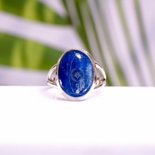 Handmade Natural Blue Kyanite Gemstone 925 Sterling Silver Ring Jewelry