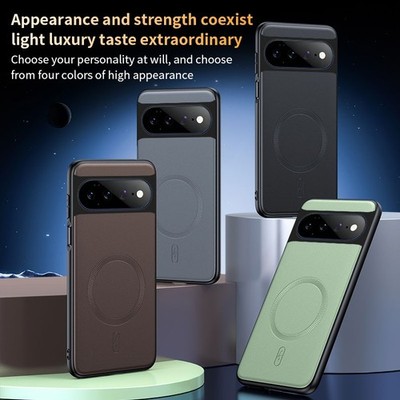 Magnetic Matte PU Leather Back Case For Google Pixel 11 10 Pro XL/ 8 9 10 11 Pro