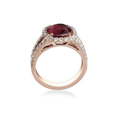 Lab Grow 18k Rose Gold Plated Garnet (Rhodolite) Ring, 925 Sterling Silver Ring