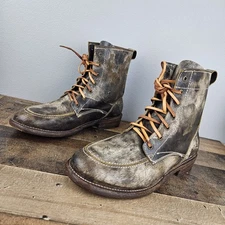  Bed Stu Men's Leather Laces Brown Distressed Boots Moc Toe Size 11