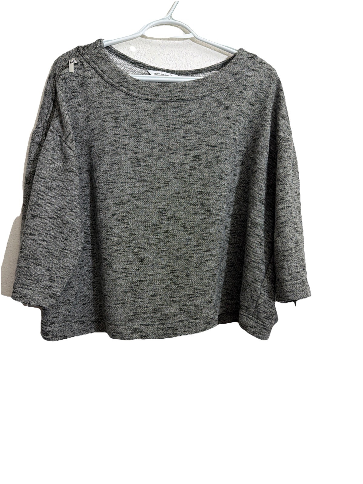 Peace Love World Top ZipDetailed Sleeves! Oversized Cropped BoxySz M Hippie T7