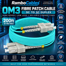 OM3 SC SC Fiber Patch Cable 200ft 61m MMF Multimode Fiber Optic Patch Cords Dupl