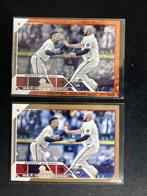 2023 Topps Series 2 Walk-Off in Wisconsin! Orange Ice /299, Gold /2023 Brewers