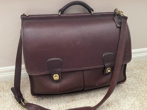 Coach Leather Briefcase CBC‑5297 Brown Laptop Messenger Bag – Brass Hardware
