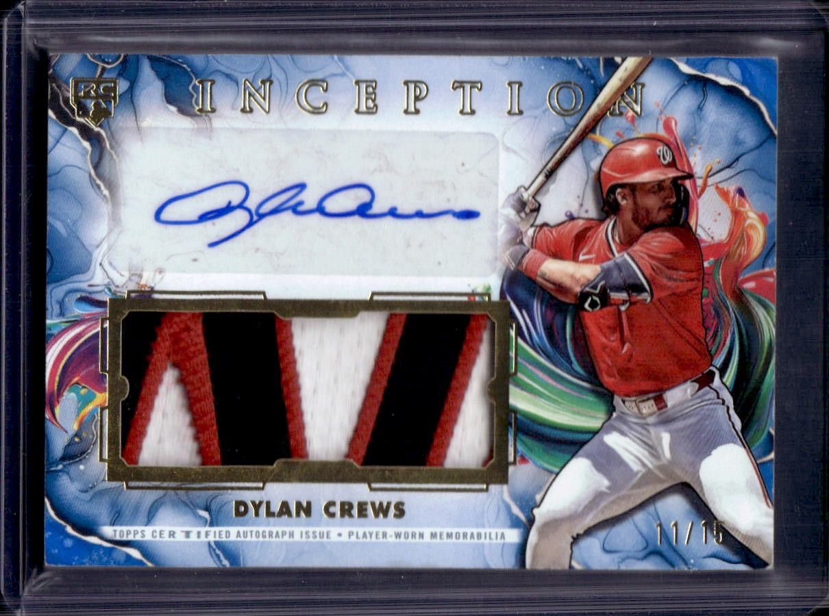 Dylan Crews 2025 Topps Inception #IAPC-DC Rookie Patch Auto Blue /15