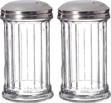 2 Pack Salt Sugar Shaker Dispenser - Powder Sugar Dispenser Canisters - Small Gl