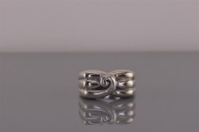 Sterling Silver Squared Face Triple Ribbed Swirled Band Ring 8g 925 Sz: 7