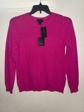 NWT Charter Club Women's 100 Cashmere Crewneck Sweater Fierce Pink Small