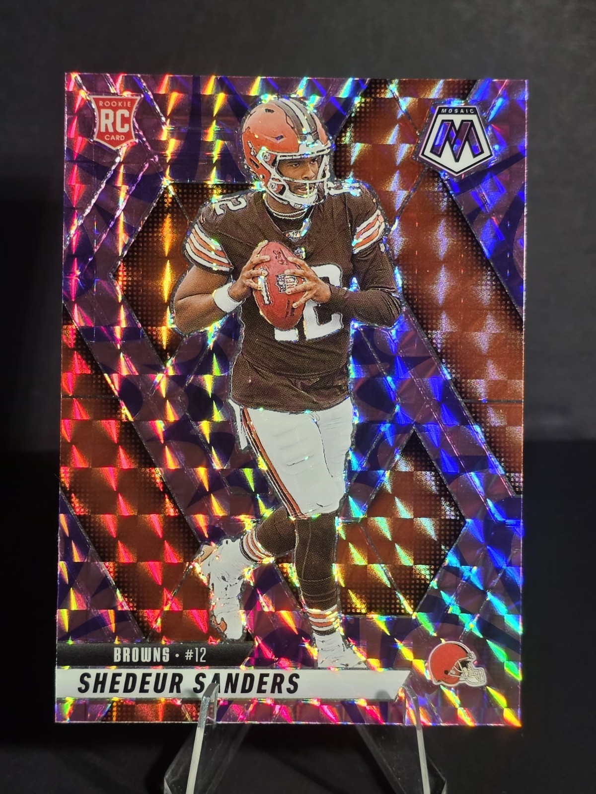 Shedeur Sanders 2025 Panini Mosaic #302 Mosaic Reactive Purple Prizm RC