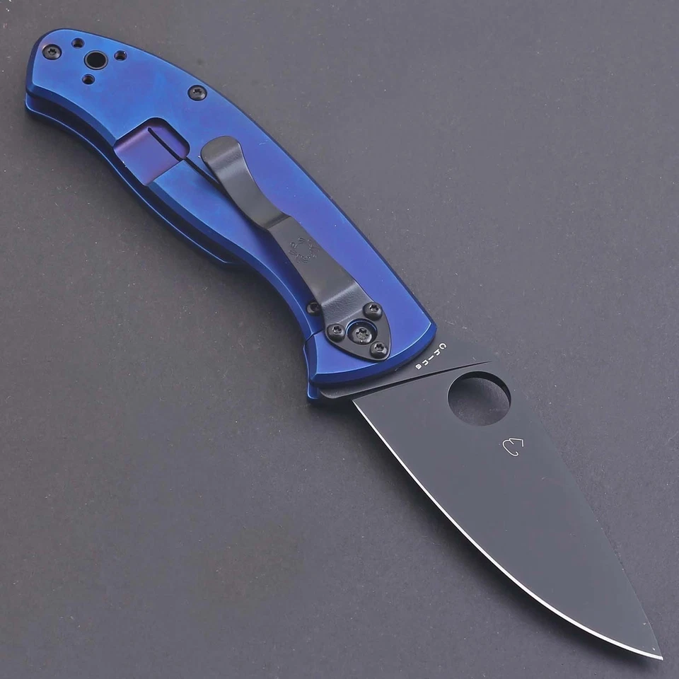 Blue Titanium Handle High Quality Frame Lock Combat Tactical Pocket Knife Knives - Image 2 of 4