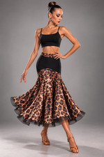 Ballroom Dance Skirt, Leopard Print Smooth Standard Women  s Practice Dance wear