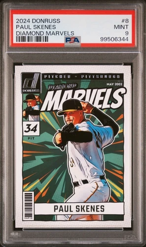 2024 Panini Donruss Paul Skenes Rookie Card #8 Diamond Marvels Short-Print PSA 9