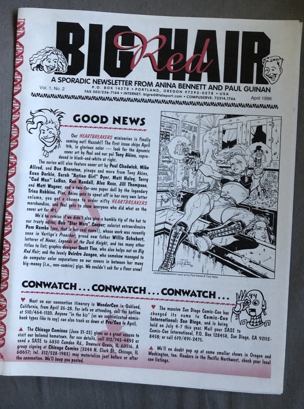 Heartbreakers BIG RED HAIR NEWSLETTER V1#2 - 1996- Anina Bennett & Paul Guinn