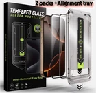 2-Pack Clear HD Screen Protector  iPhone 17 16 Pro Max Glass Easy App Tray