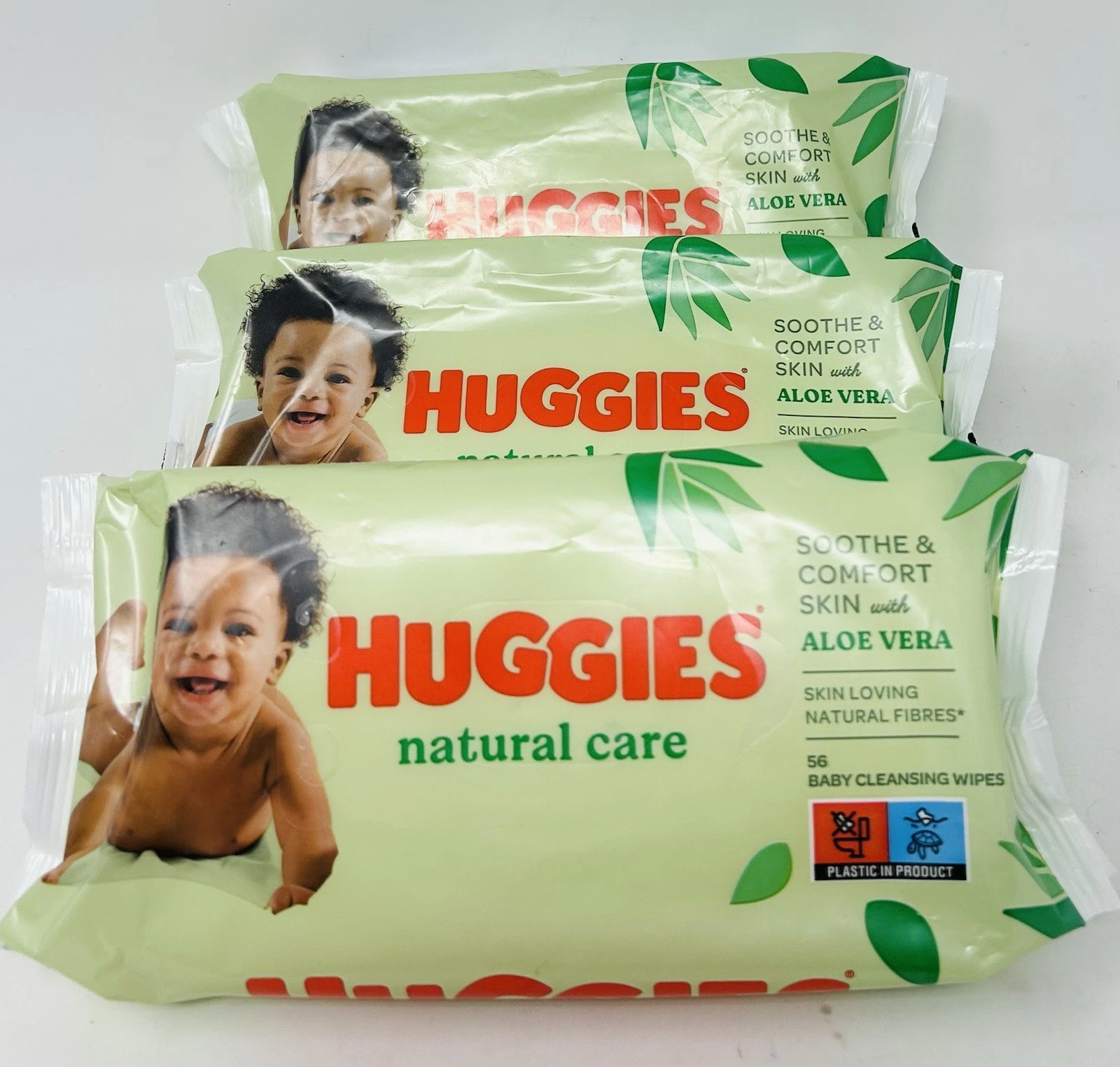 (3 Pack) Huggies Baby Wet Wipes Natural Care Aloe Vera, 56 Wipes Per Pack