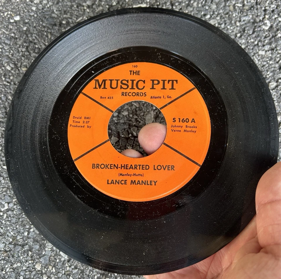 RARE Atlanta Doo Wop R&B Popcorn 45 LANCE MANLEY Broken Hearted Lover MUSIC PIT* - Image 2 of 4