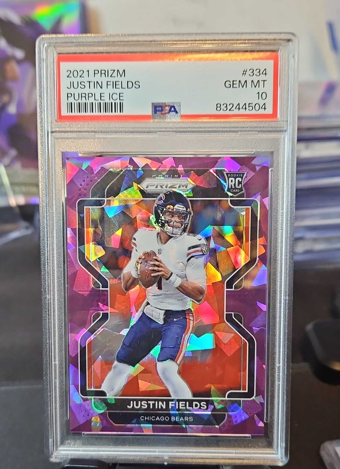 2021 Panini Prizm - Rookie Justin Fields #334 Purple Ice Prizm /225 (RC)