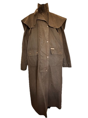 #ad Vtg Morrisons Australian Brown OilSkin Coat Duster Jacket XL Ranch Cowboy Chore $69.97