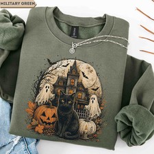 Black Cat Haunted House Sweatshirt