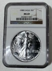 1988 $1 American Silver Eagle NGC MS69 Brown Label
