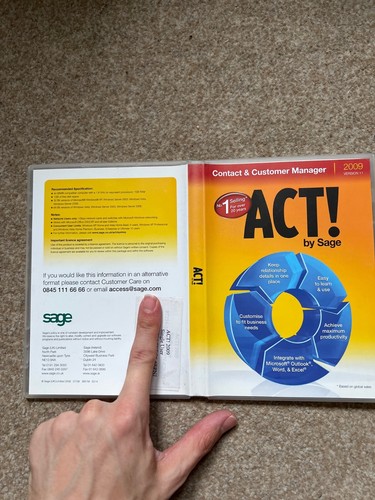 ACT! by Sage 2009 Version 11 CD Software - with Serial Key - Afbeelding 4 van 4