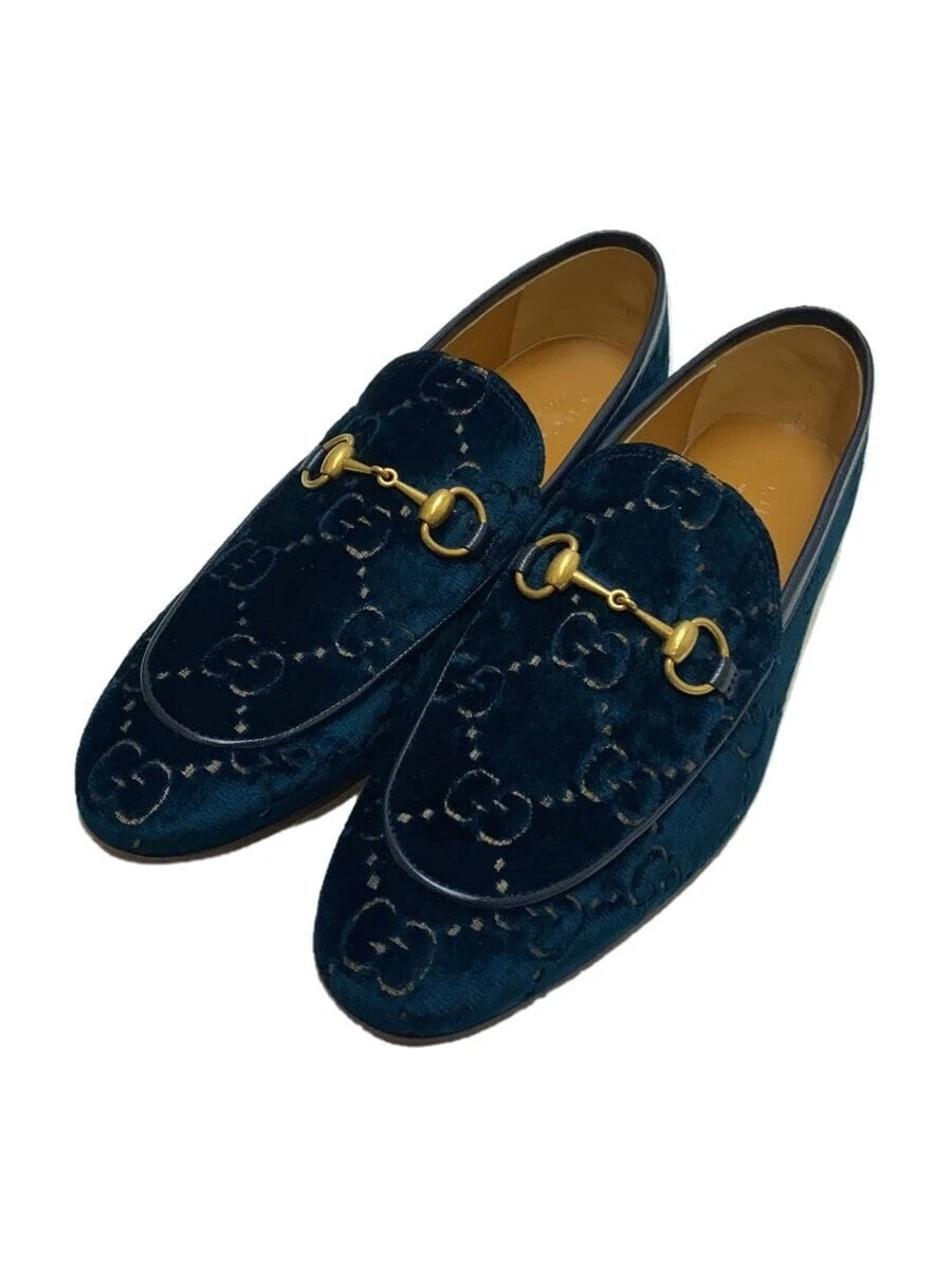 Mocassins GUCCI daim bleu marine motif GG velours 430088 Made in Italy Taille : UK9