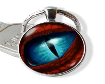 Schlüsselanhänger 3D Auge rot Schlüsselring Drache Schutz Talisman Glücksbringer