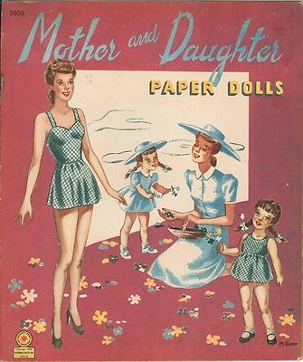 VINTAGE UNCUT 1946 MOTHER DAUGHTER PAPER DOLL ~10 PG. ORG SZE~LASER REPRODUCTION