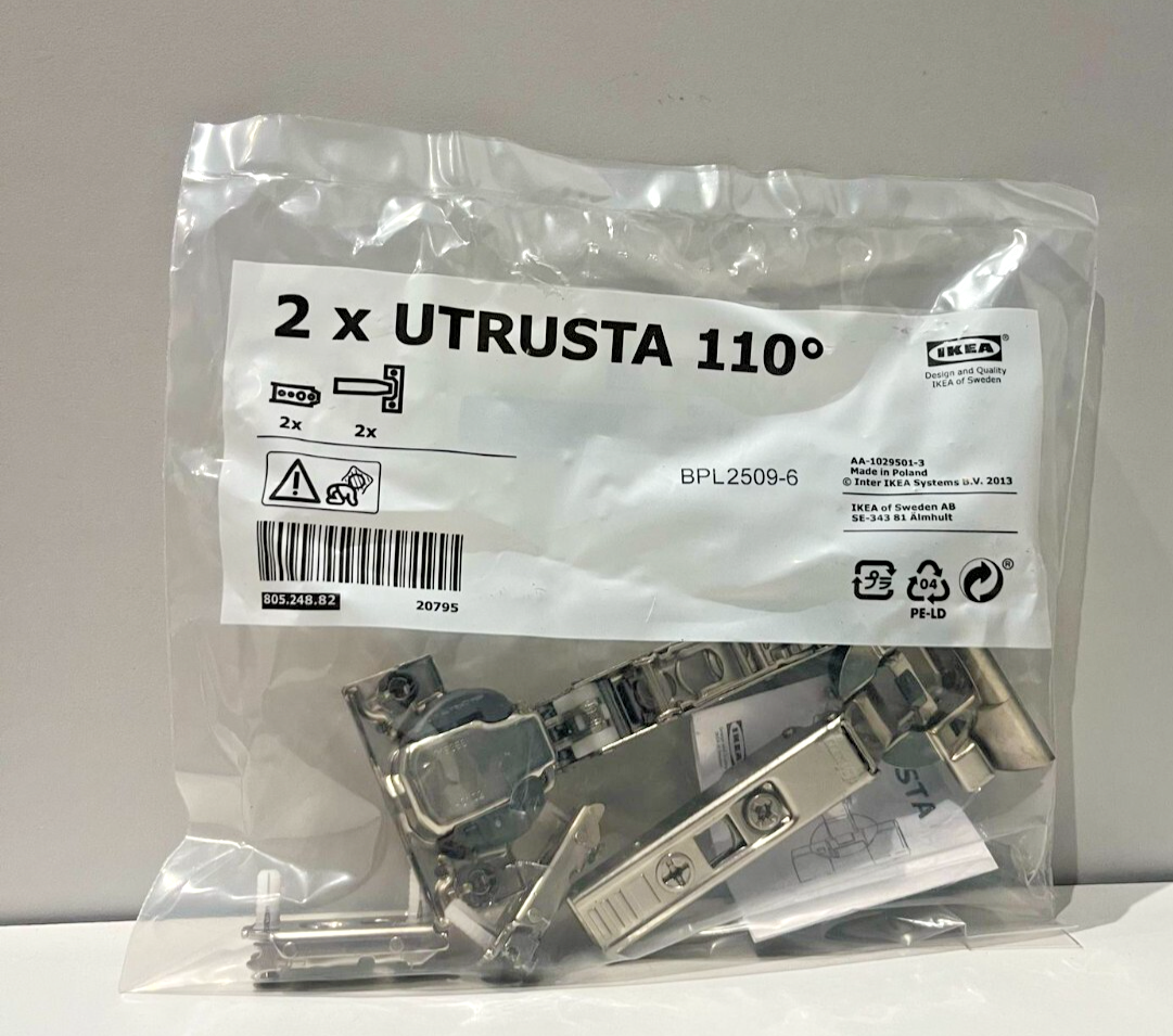 Pack of 2 KEA UTRUSTA Hinge w b-in Damper For Kitchen, 110 ° Brand