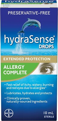 HydraSense Allergy Complete Eye Drops Extended Protection Fast Relief 10mL
