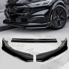 For 2021-2025 Ford Mustang Mach-E GT-Style Painted BLK Front Bumper Spoiler Lip
