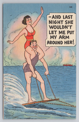 Postcard Comic Last Night She Wouldn't Let Me Put My Arm Around Her Romance