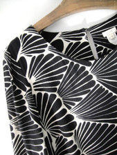 J Crew Size 6 Ivory Black Feather Pattern Rayon Poly Fully Lined Dress