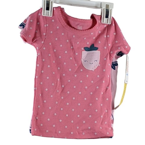 Strawberry Pajama Set 4pc Snug Fit Pink Carter's 2T 2 Shirts Pants Short Toddler