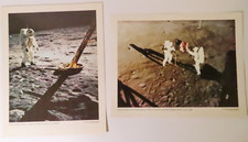 2 Rare Vintage Official Apollo 11 NASA Lithographs Armstrong Aldrin 11"x14"