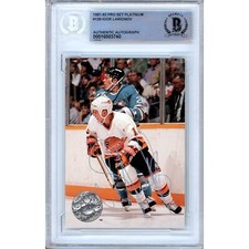 Igor Larionov Signed 1991 92 Pro Set Platinum #126 Canucks Beckett BAS Auto