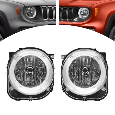 Headlights Set For 2019-2023 Jeep Renegade Left Right Halogen Headlamps Assembly