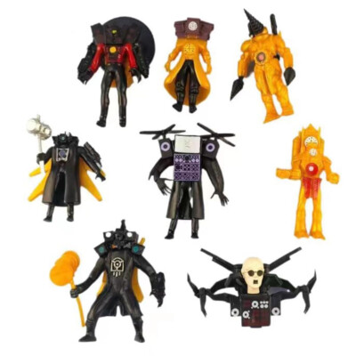 Man ソフビ 9人セット 8 Pcs Skibidi Toilet Figures Set Golden Clock Man Speaker Model