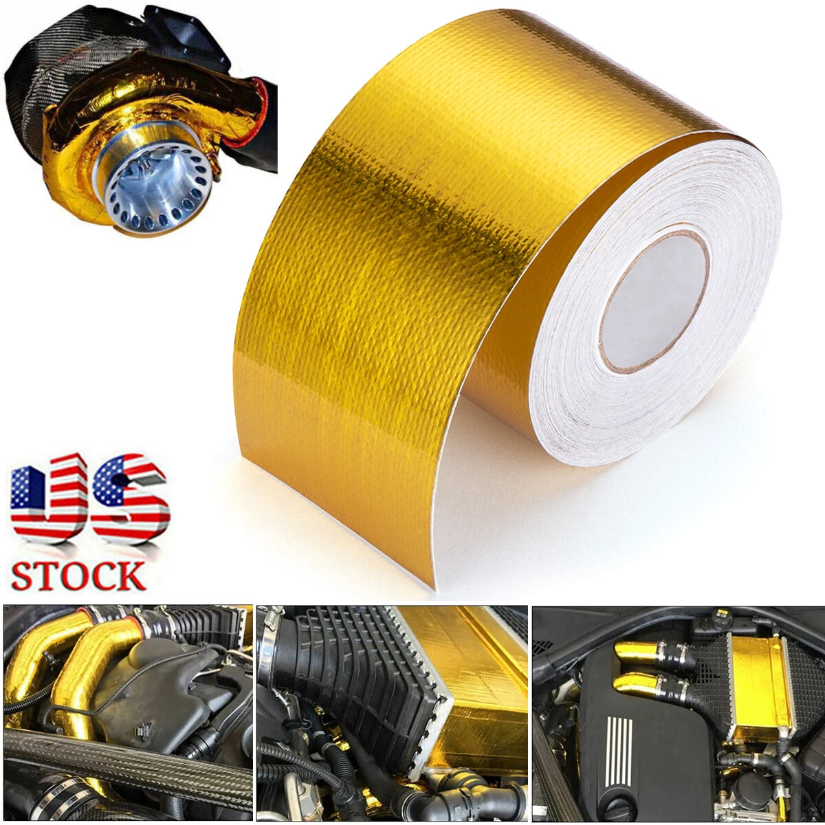 2u0026#034; 33FT Gold Intake Heat Reflective Tape Wrap Self Adhesive High  Temperature | eBay