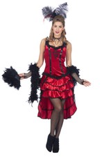 Kleid Saloon Girl Kitty schwart rot Karneval Kostüm Damen Showgirl Burlesque