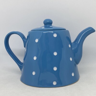 Maxwell & Williams Sprinkle Teapot Sky Blue Large Retro White Polka Dot