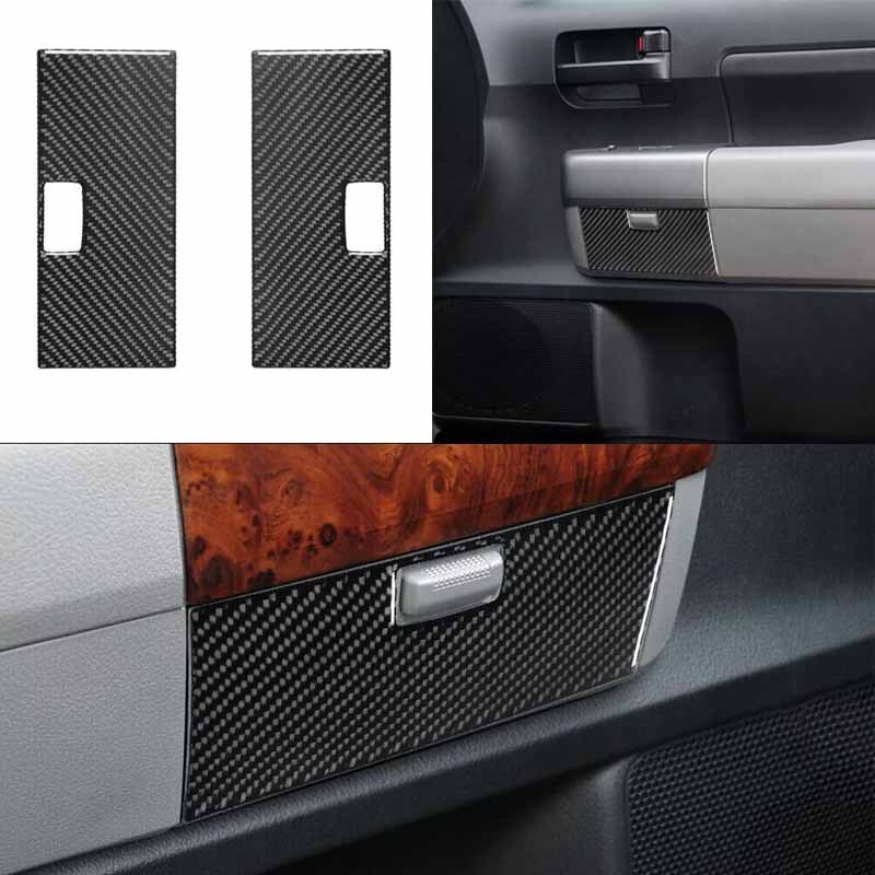 2007-2013 2Pcs Door Storage Box Panel Trim Cover For Toyota Tundra Carbon Fiber