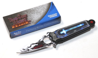 Dark Side Blades Taschenmesser Jagdmesser Dracula Style Griff LED Blue Messer