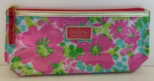 Lilly Pulitzer Estee Lauder Makeup Case Small Zip Bag Pouch Pink Floral NEW