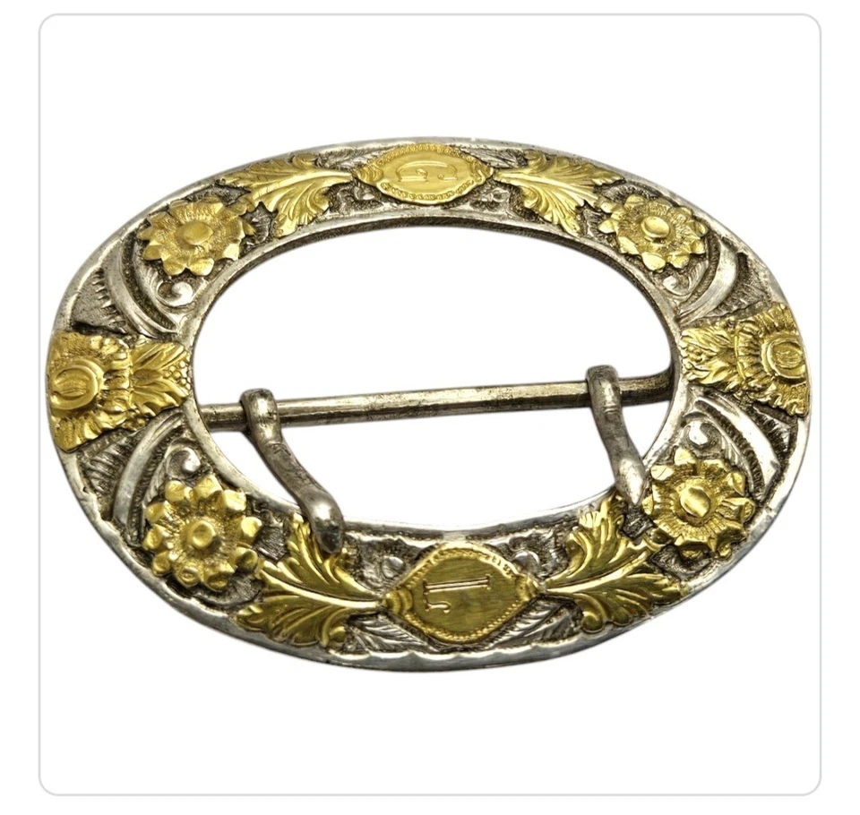 Raro Eugen Marcus Berlin 800 Plata Hebilla de Cinturón en Dorado Martillado Repoussé Foto 2 de 4
