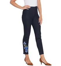 Susan Graver Petite High Stretch Indigo Denim Slim-Leg Jeans Indigo Denim 6P A34