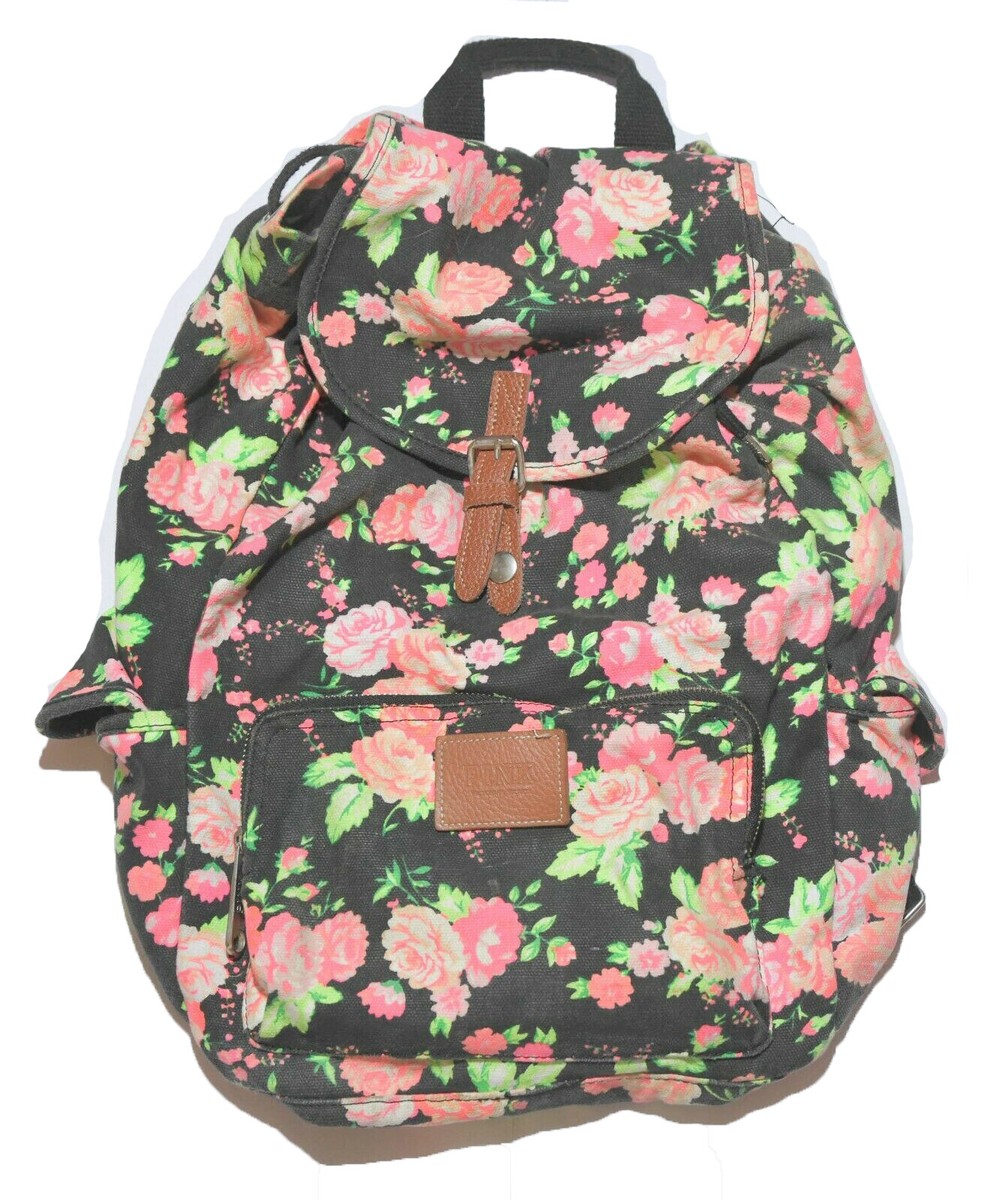 Victoria's secret バックパック＊ブラック×花柄 Victoria's Secret Pink Backpack Floral Canvas Black Green